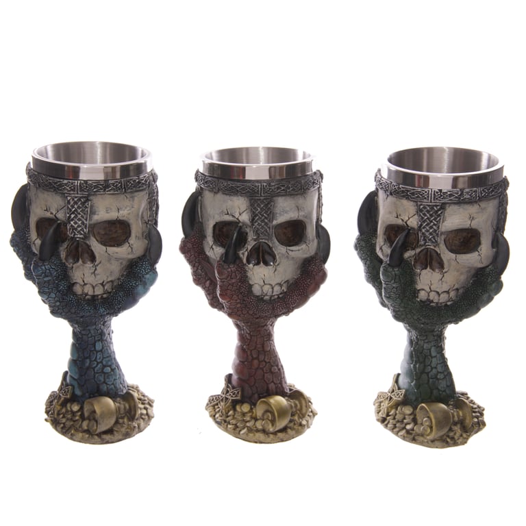 Decorative Resin and Stainless Steel Dragons Claw Skull Goblet - Home Decor Decoration