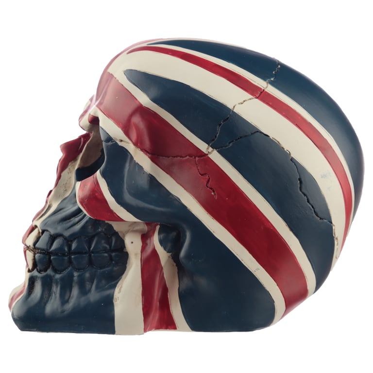 Resin Union Jack Skull Ornament - Patriotic Home Decor