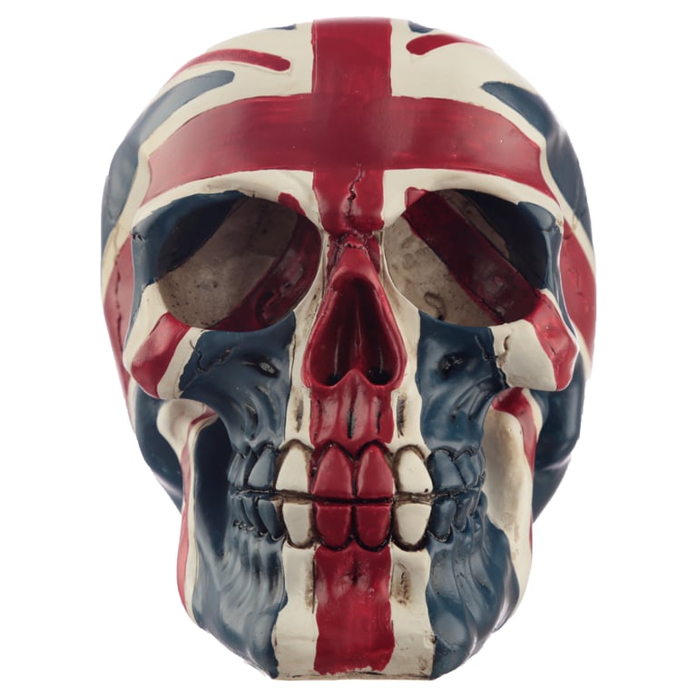 Resin Union Jack Skull Ornament - Patriotic Home Decor