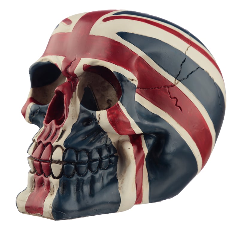 Resin Union Jack Skull Ornament - Patriotic Home Decor