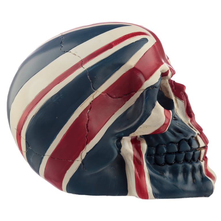 Resin Union Jack Skull Ornament - Patriotic Home Decor