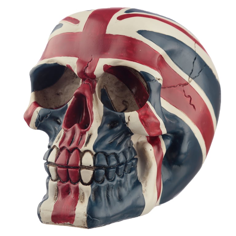Resin Union Jack Skull Ornament - Patriotic Home Decor