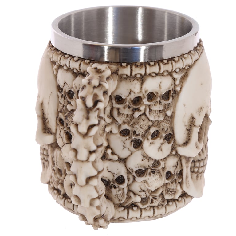 Decorative Resin Tankard with Multi Skull Emblem - Halloween Home Decoration