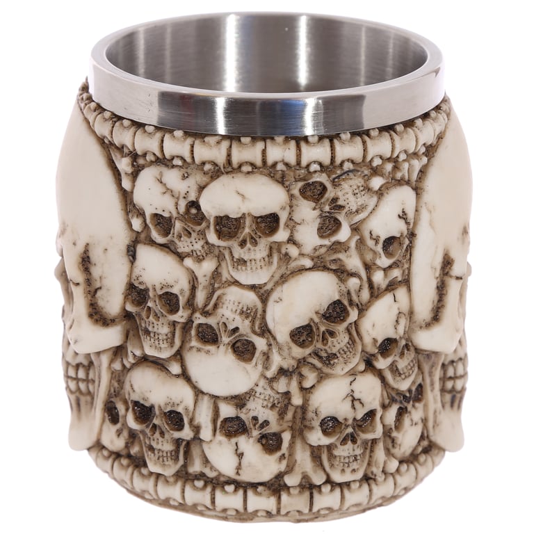 Decorative Resin Tankard with Multi Skull Emblem - Halloween Home Decoration