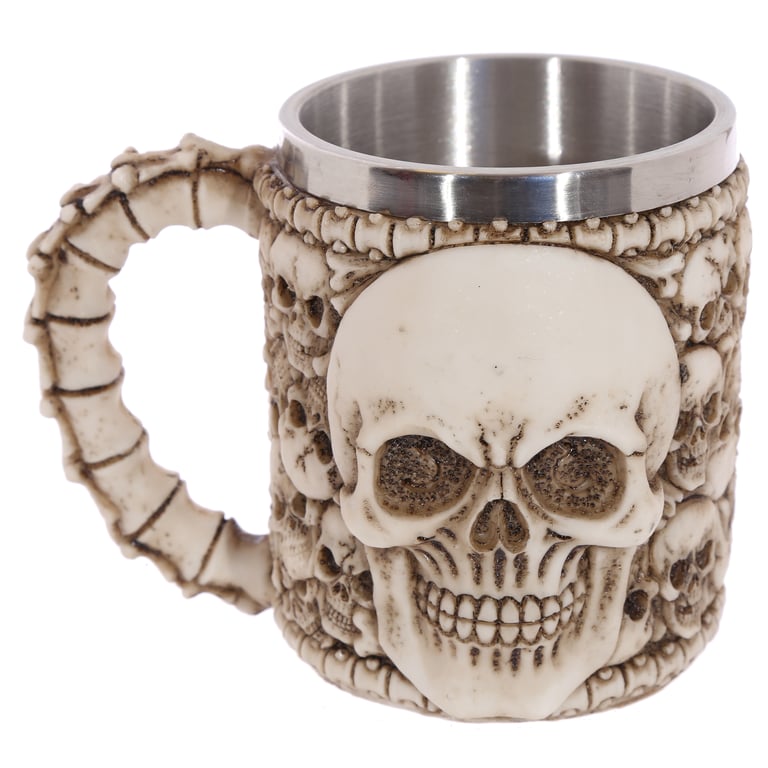 Decorative Resin Tankard with Multi Skull Emblem - Halloween Home Decoration