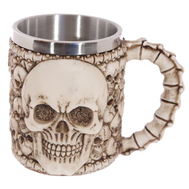 Decorative Resin Tankard with Multi Skull Emblem - Halloween Home Decoration