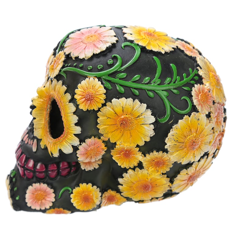 Fantasy Resin Day of the Dead Daisy Skull Decor