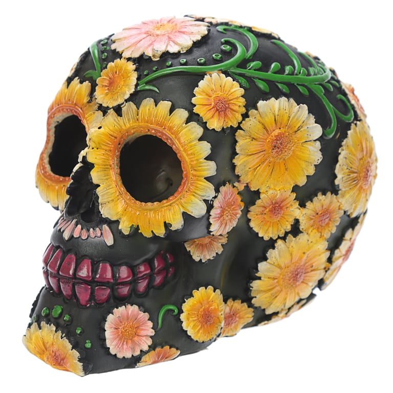 Fantasy Resin Day of the Dead Daisy Skull Decor