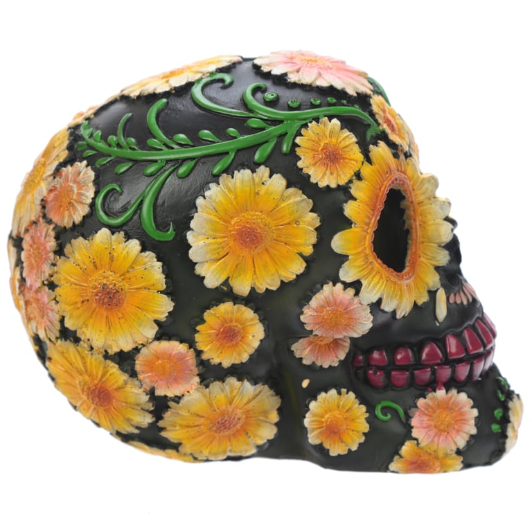 Fantasy Resin Day of the Dead Daisy Skull Decor
