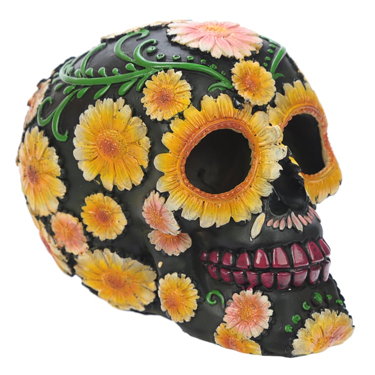 Fantasy Resin Day of the Dead Daisy Skull Decor