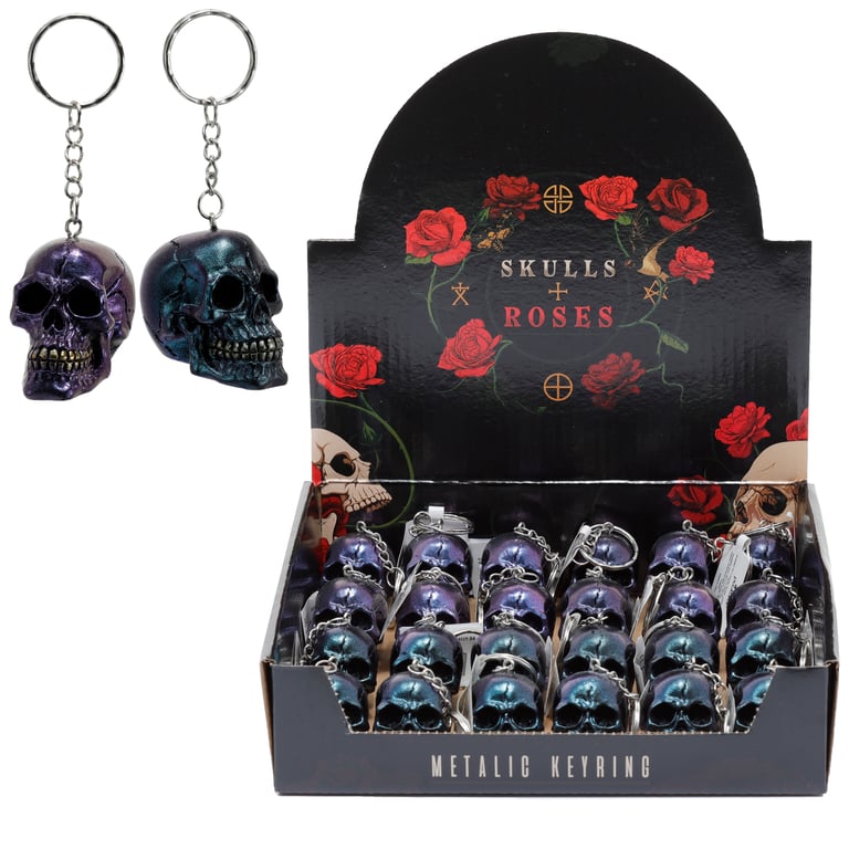 Metallic Skull Resin Keychain - Novelty Fashion Accessory