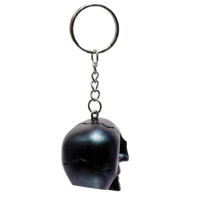 Metallic Skull Resin Keychain - Novelty Fashion Accessory