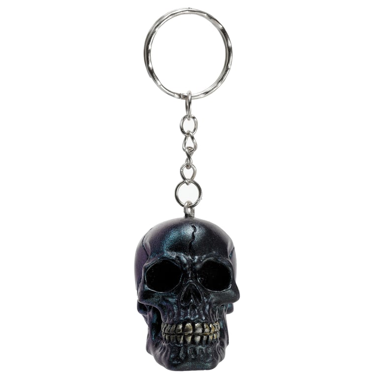 Metallic Skull Resin Keychain - Novelty Fashion Accessory