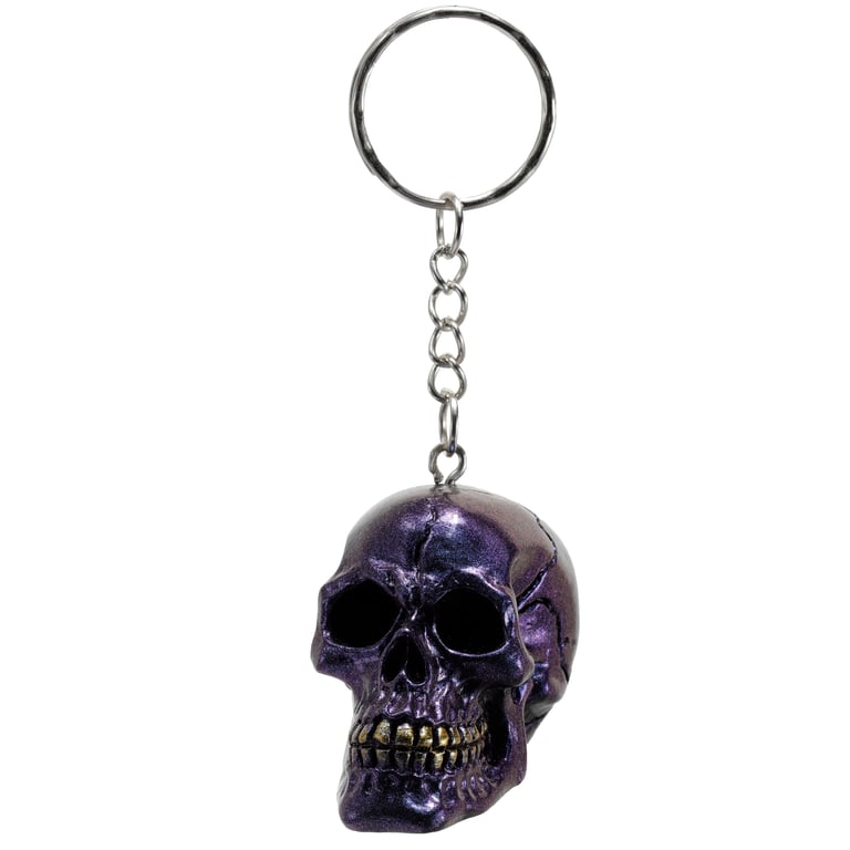 Metallic Skull Resin Keychain - Novelty Fashion Accessory