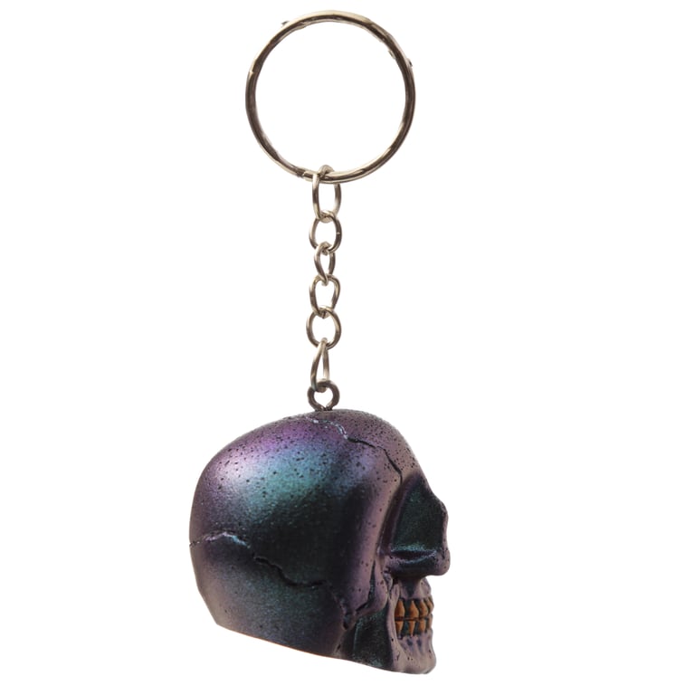 Metallic Skull Resin Keychain - Novelty Fashion Accessory