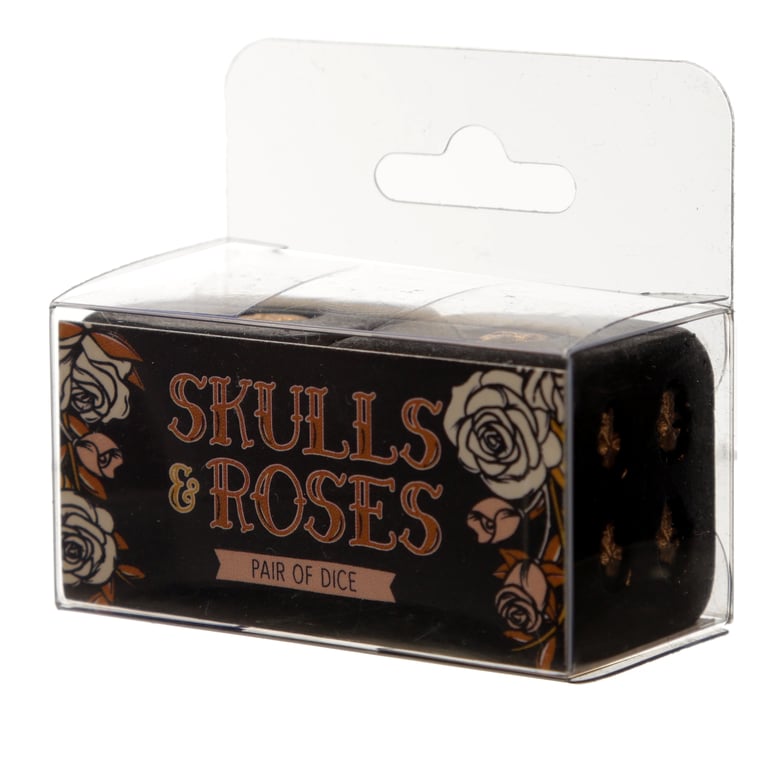 Gothic Black and Gold Resin Skull Dice Set of 2