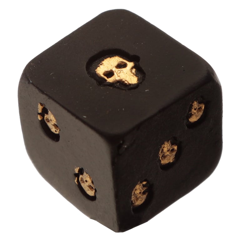 Gothic Black and Gold Resin Skull Dice Set of 2