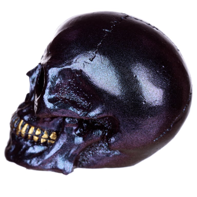 Gothic Iridescent Resin Skull Ornament - Dark Home Decor Decoration