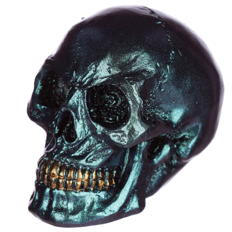 Gothic Iridescent Resin Skull Ornament - Dark Home Decor Decoration