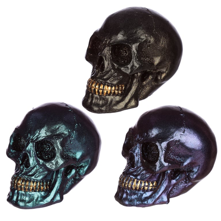 Gothic Iridescent Resin Skull Ornament - Dark Home Decor Decoration