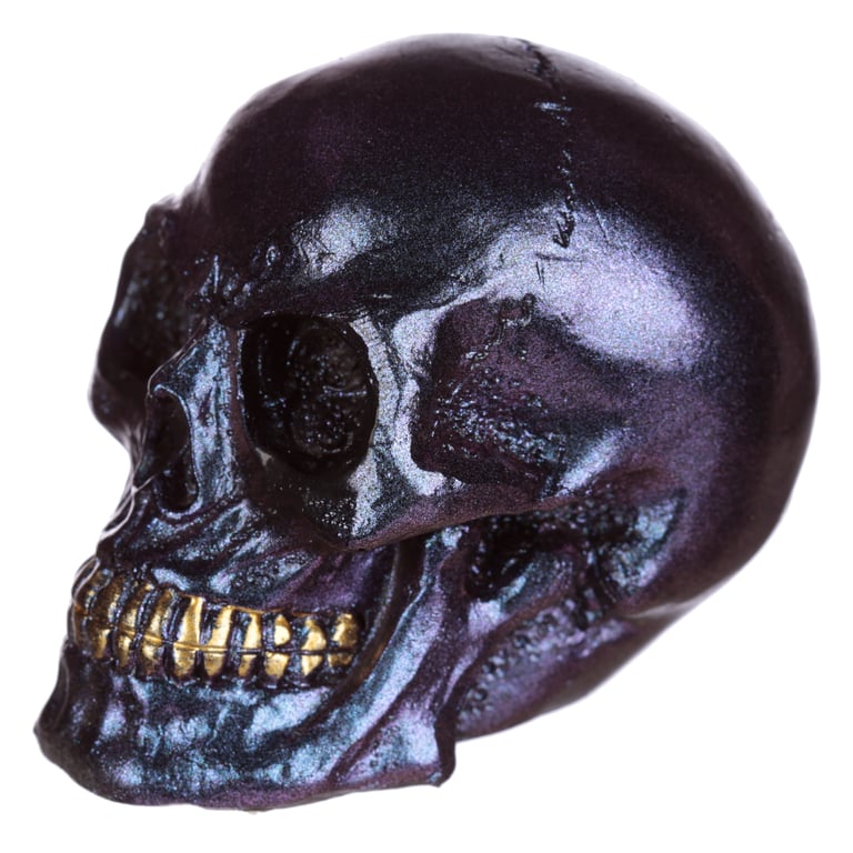 Gothic Iridescent Resin Skull Ornament - Dark Home Decor Decoration