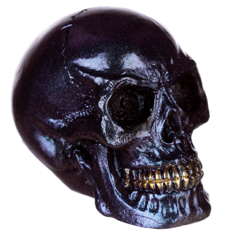 Gothic Iridescent Resin Skull Ornament - Dark Home Decor Decoration
