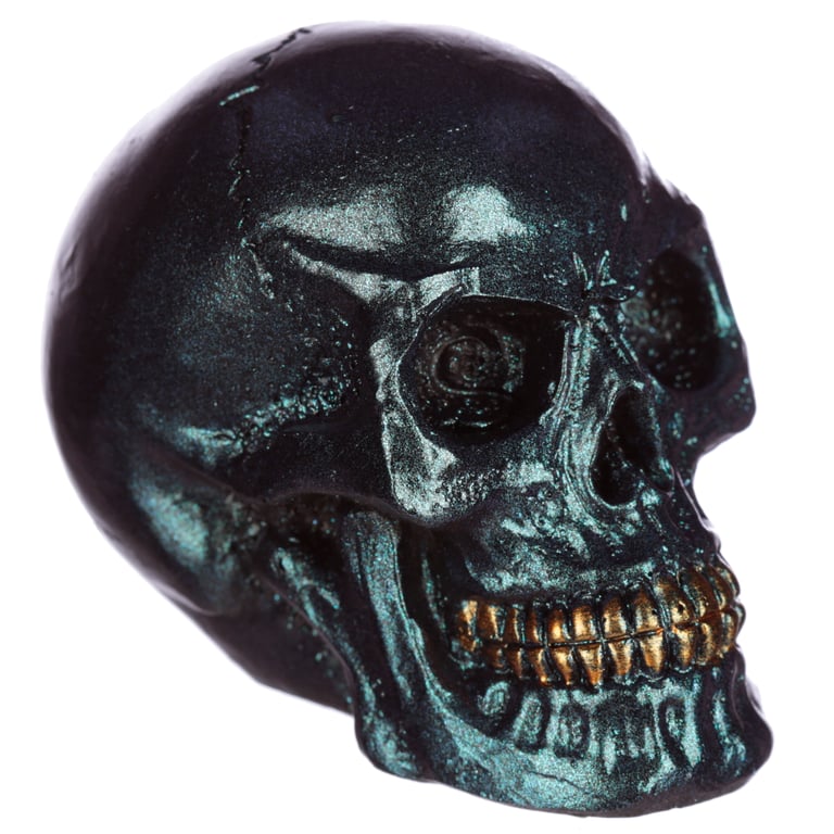 Gothic Iridescent Resin Skull Ornament - Dark Home Decor Decoration