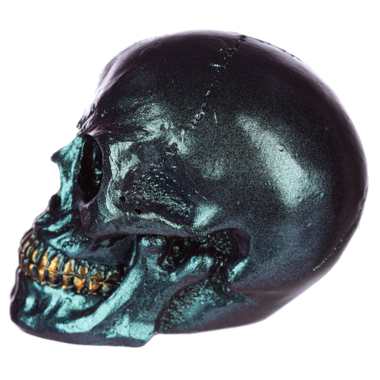 Gothic Iridescent Resin Skull Ornament - Dark Home Decor Decoration