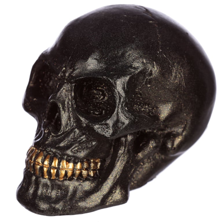 Gothic Iridescent Resin Skull Ornament - Dark Home Decor Decoration
