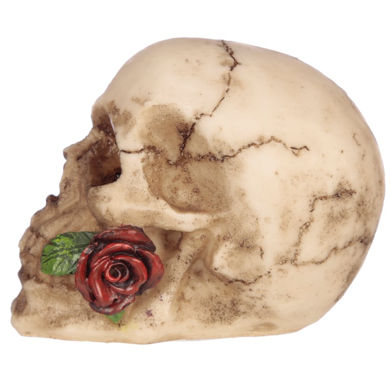 Resin Gothic Skulls and Roses Ornament - Home Decor Decoration for Halloween Season