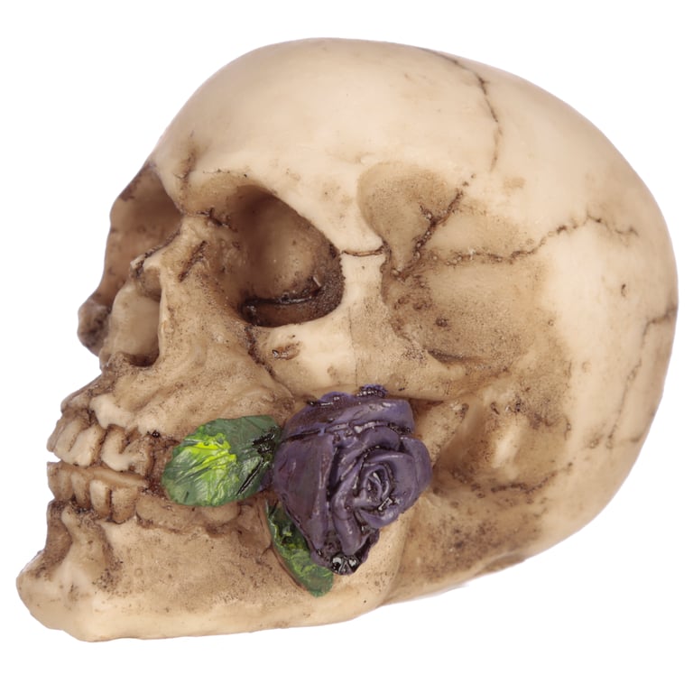 Resin Gothic Skulls and Roses Ornament - Home Decor Decoration for Halloween Season