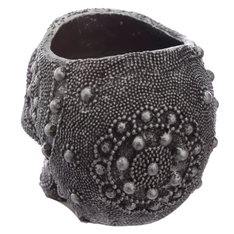 Silver Beaded Skull Tea Light Candle Holder - Resin Home Decor for Halloween Season