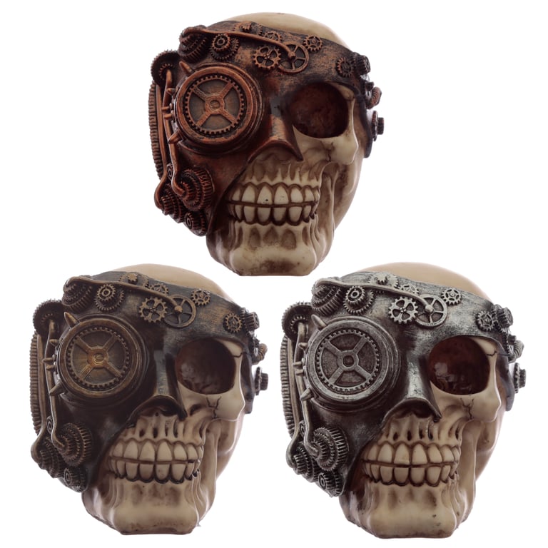 Resin Steampunk Fantasy Skull Ornament for Home Decor