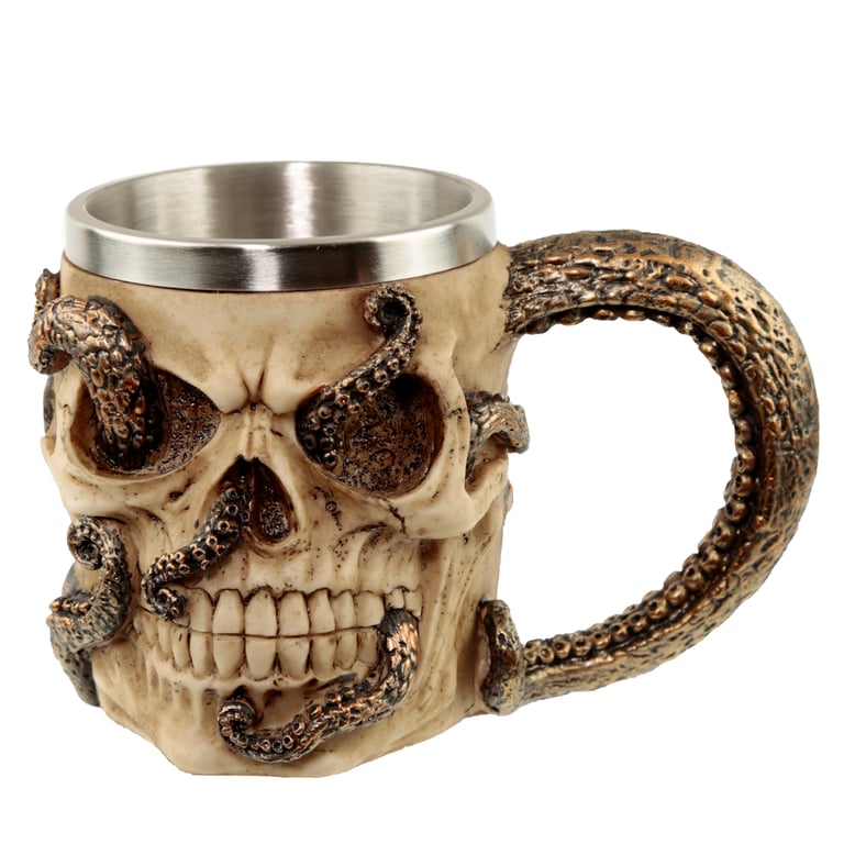Bronze Octopus Skull Decorative Tankard - Halloween Home Decoration