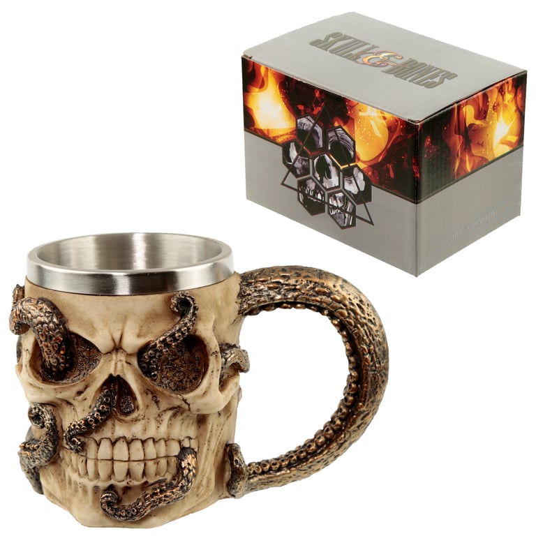Bronze Octopus Skull Decorative Tankard - Halloween Home Decoration