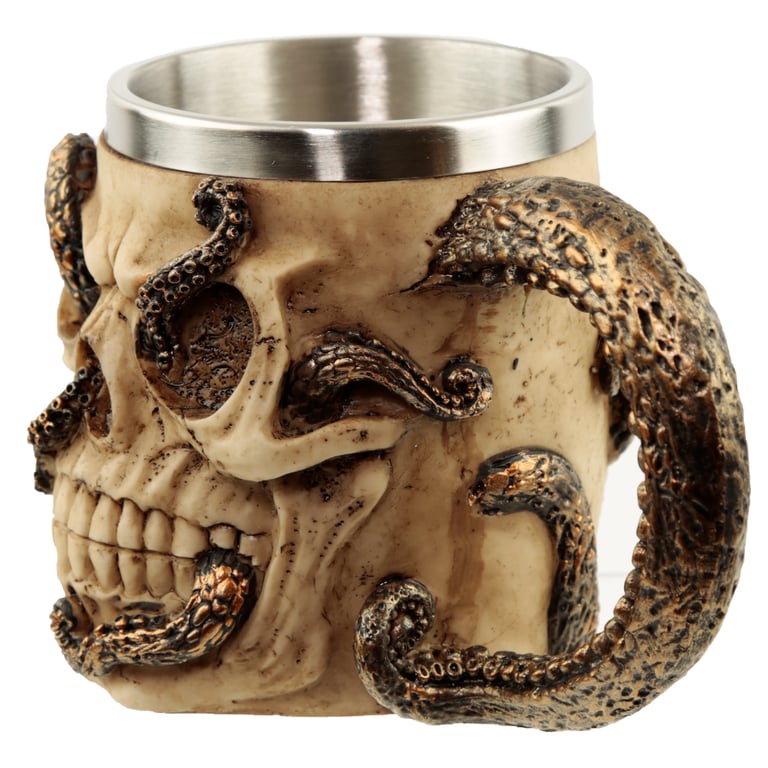 Bronze Octopus Skull Decorative Tankard - Halloween Home Decoration