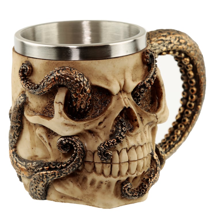 Bronze Octopus Skull Decorative Tankard - Halloween Home Decoration