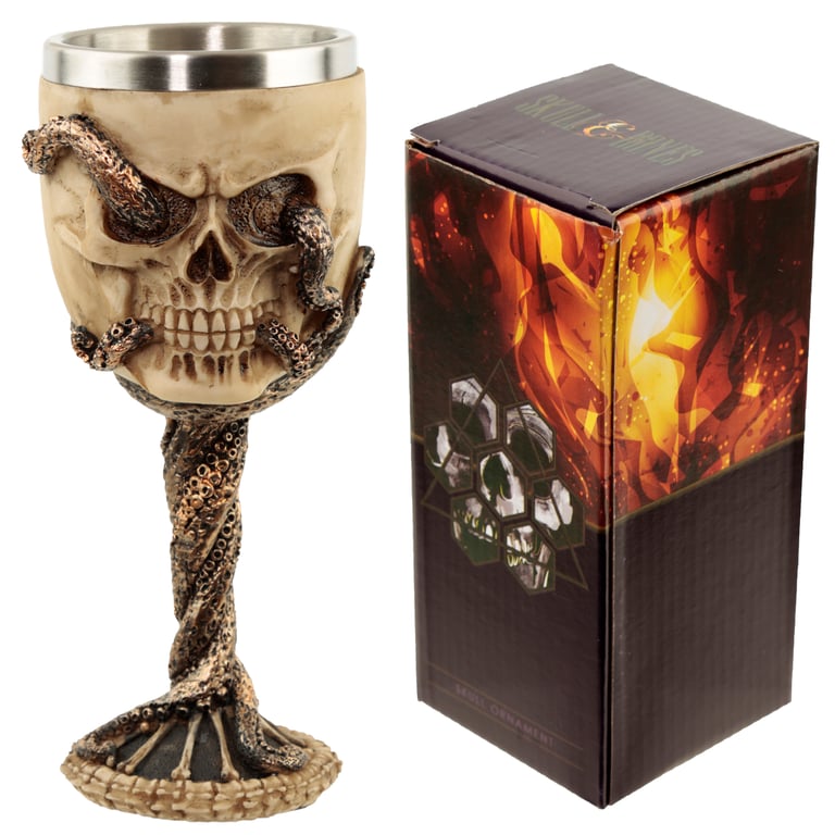 Collectable Decorative Resin Octopus Skull Goblet - Stainless Steel Accent Home Decor Item