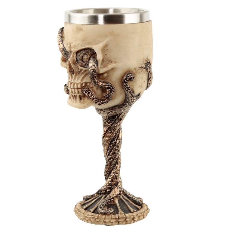 Collectable Decorative Resin Octopus Skull Goblet - Stainless Steel Accent Home Decor Item