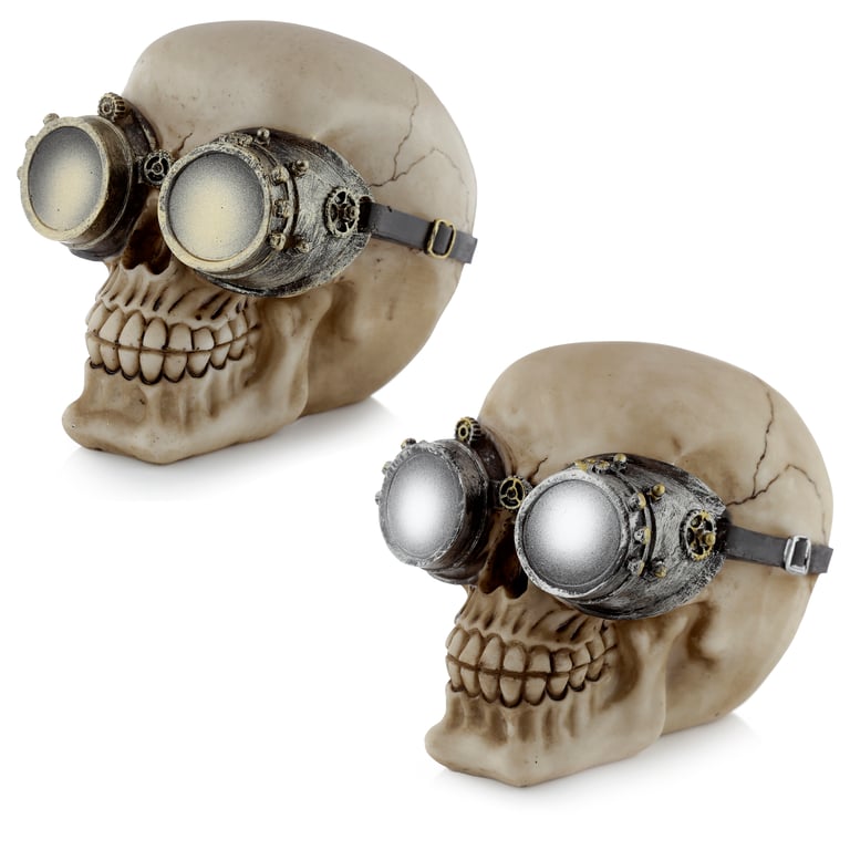 Fantasy Steampunk Skull Ornament - Resin Goggles Home Decor Accessory