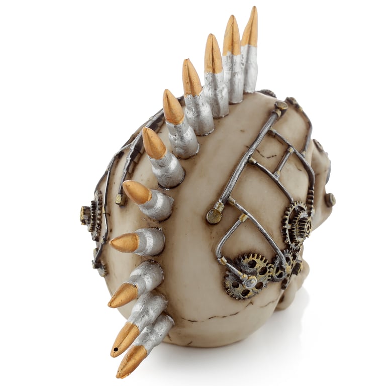 Steampunk Resin Skull Ornament - Bullet Mohican Decoration