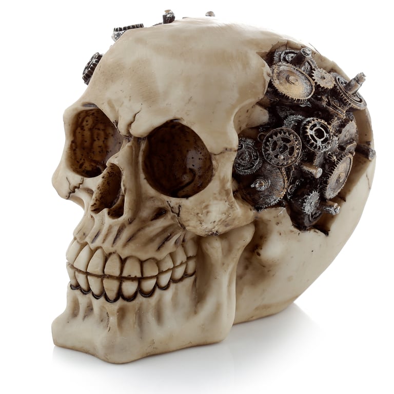 Fantasy Steampunk Skull Ornament - Resin Cogs and Gears Decoration