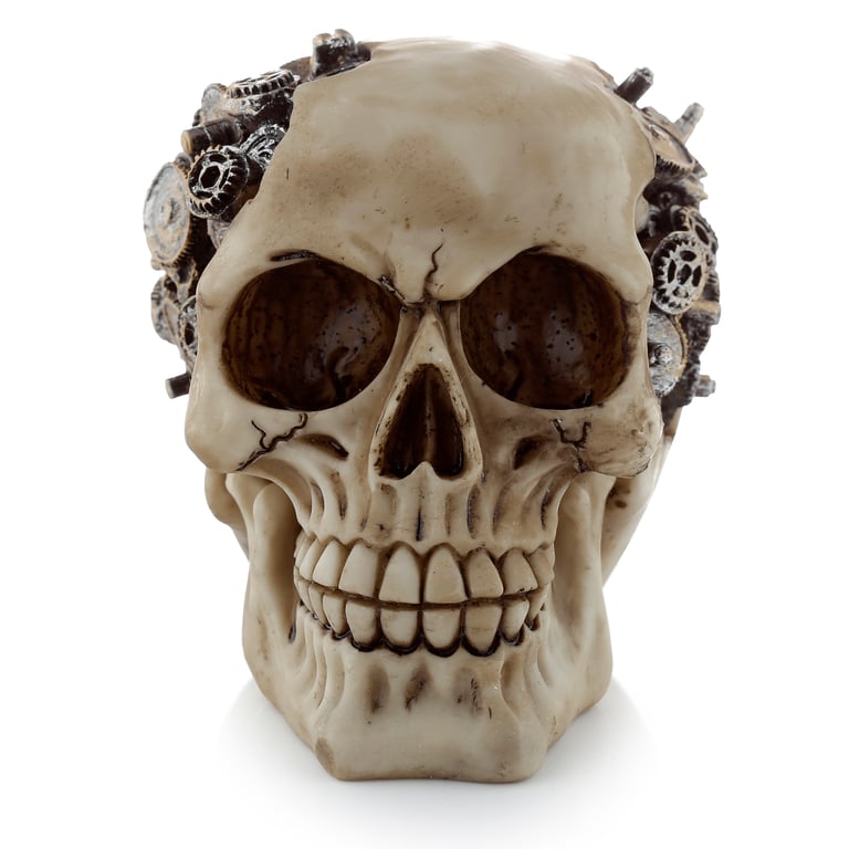 Fantasy Steampunk Skull Ornament - Resin Cogs and Gears Decoration