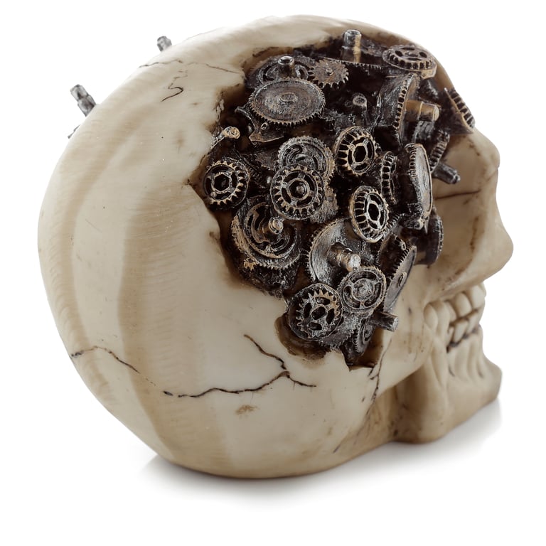 Fantasy Steampunk Skull Ornament - Resin Cogs and Gears Decoration