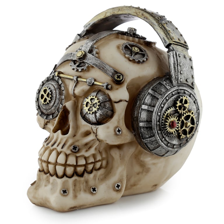 Fantasy Steampunk Resin Skull Headphones - Home Decor Ornament
