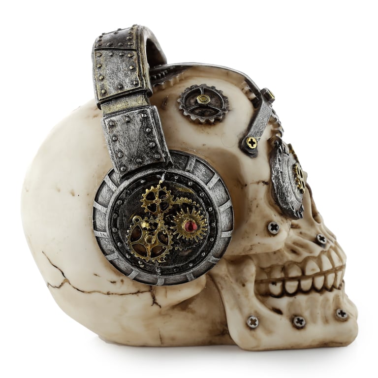 Fantasy Steampunk Resin Skull Headphones - Home Decor Ornament
