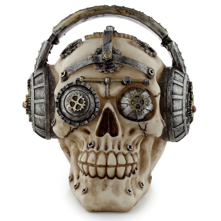 Fantasy Steampunk Resin Skull Headphones - Home Decor Ornament