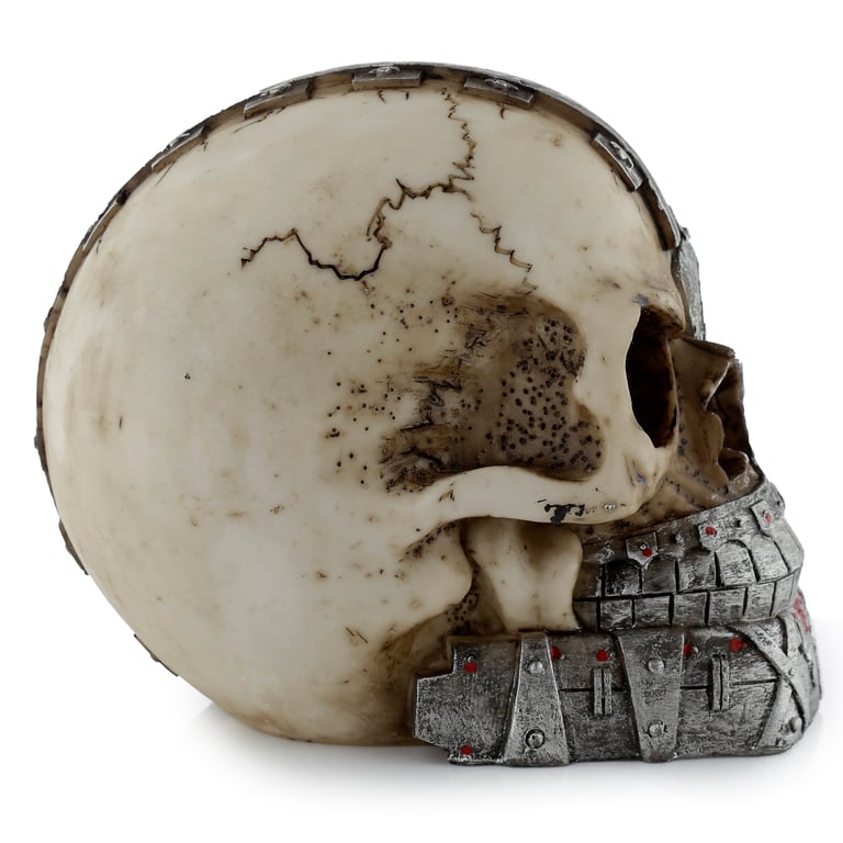Resin Fantasy Steampunk Half Robot Skull Ornament