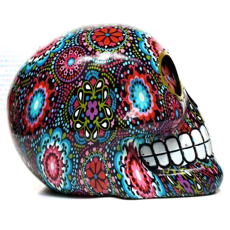 Fantasy Resin Floral Day of the Dead Skull Ornament - Home Decor Decoration