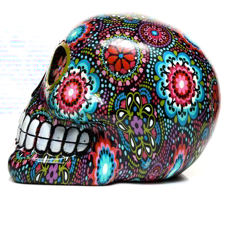Fantasy Resin Floral Day of the Dead Skull Ornament - Home Decor Decoration